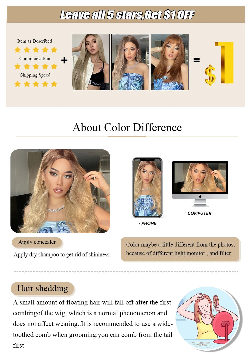 EASIHAIR Ash Blonde Wavy Cosplay Wigs with Bangs Natural Long Synthetic Hairs for Women Lolita Party Heat Resistant Fibers Wig