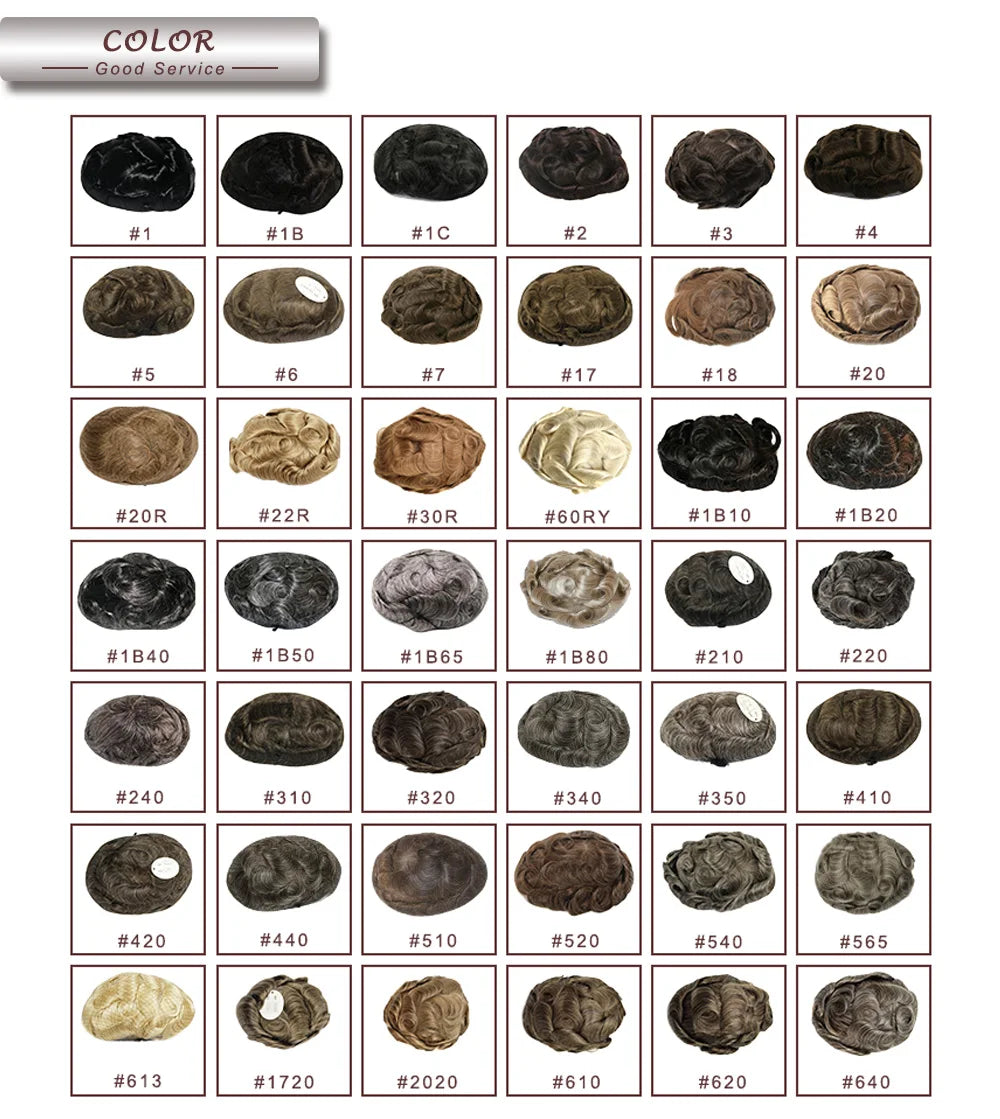 Dark Brown Men Toupee 80% Natural Hairline 0.02mm Invisible Super Thin Skin PU Black Grey Blonde Human Hair Hairpieces Prosthesi