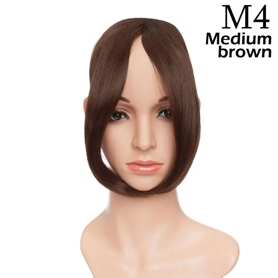 SNOILITE Synthetic Clip In Bangs Hair Extensions Black Brown Blonde Fake Fringe hairpiece 18colors blunt bangs for women
