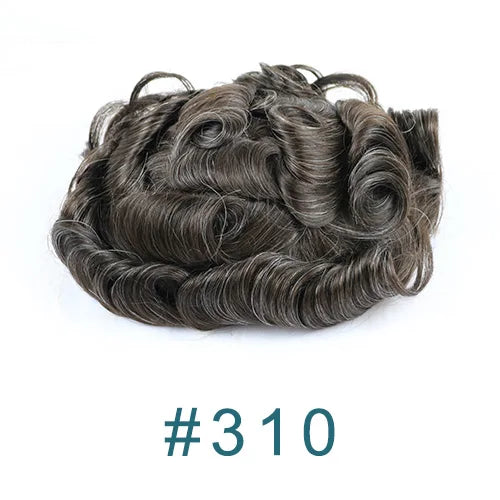 Ultra Thin Skin 1B80 Men Toupee Human Hair 0.02mm Full PU Gery Black Mix Wig Capillary Prosthesis Toupet Male Replacement System