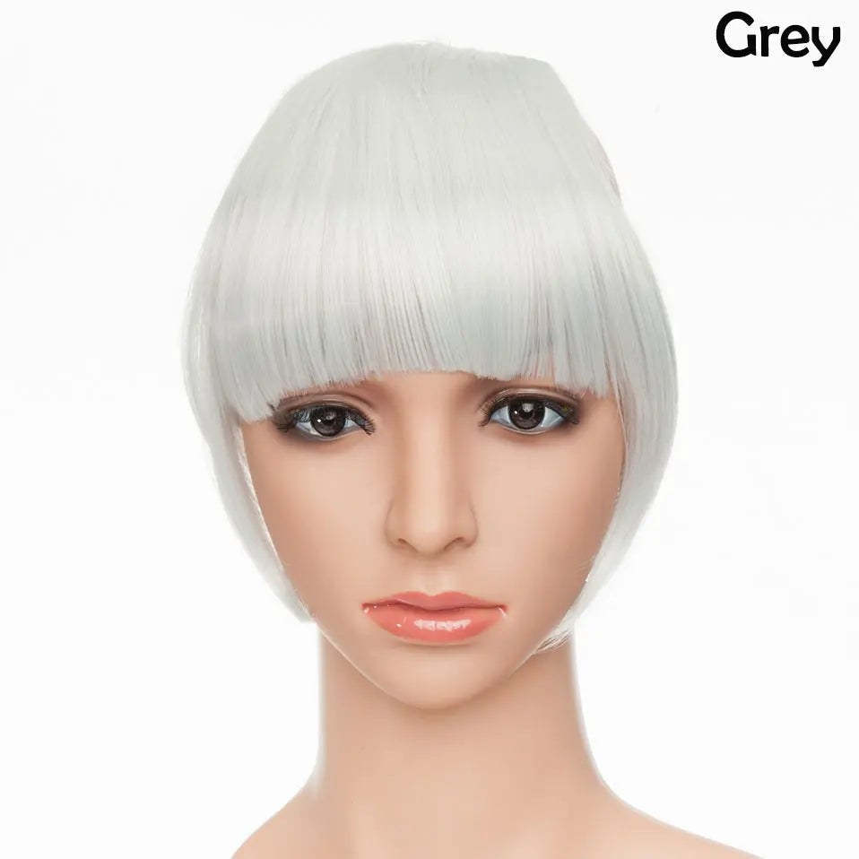 SNOILITE Synthetic Clip In Bangs Hair Extensions Black Brown Blonde Fake Fringe hairpiece 18colors blunt bangs for women