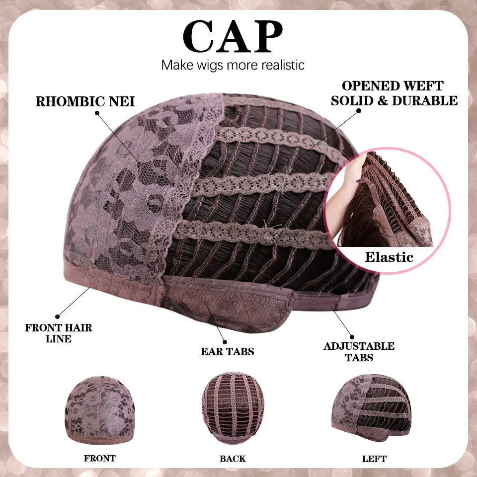 Medium Straight Black Bob Synthetic Wig with Bangs Short Honey Brown Wigs for Woman Auburn Natural Hair Daily Wig Heat Resistant