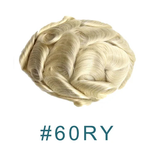 Dark Brown Men Toupee 80% Natural Hairline 0.02mm Invisible Super Thin Skin PU Black Grey Blonde Human Hair Hairpieces Prosthesi