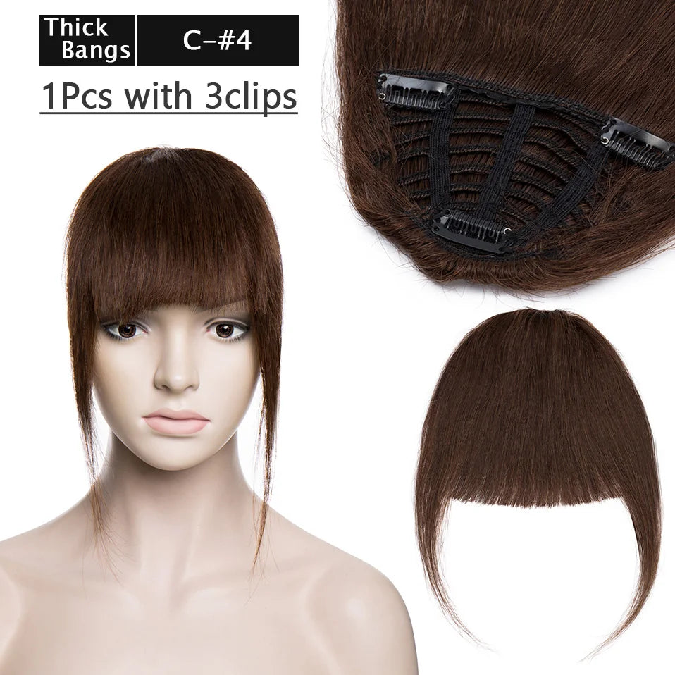 S-noilite Thick Bangs Air Bangs Straight Wig Natural Black Brown Blonde Invisible Fake Hair Piece Clip In Fringe Hair Extensions