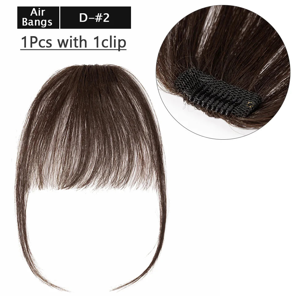 S-noilite Thick Bangs Air Bangs Straight Wig Natural Black Brown Blonde Invisible Fake Hair Piece Clip In Fringe Hair Extensions