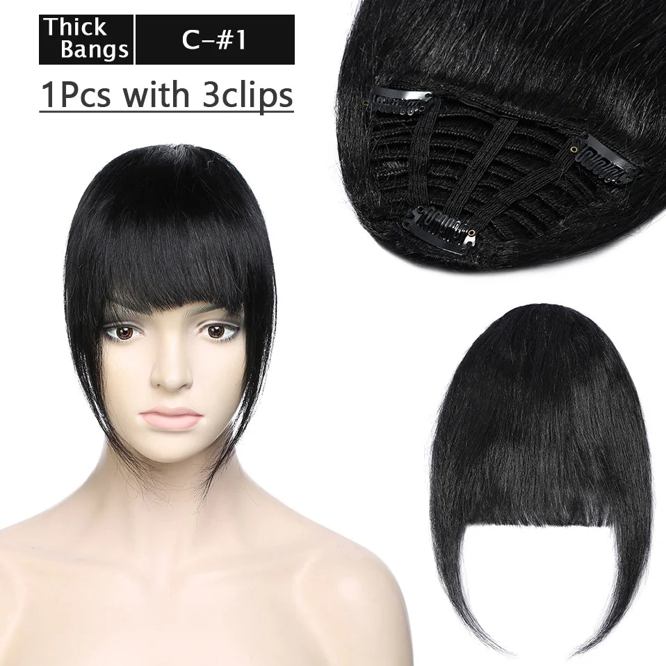 S-noilite Thick Bangs Air Bangs Straight Wig Natural Black Brown Blonde Invisible Fake Hair Piece Clip In Fringe Hair Extensions