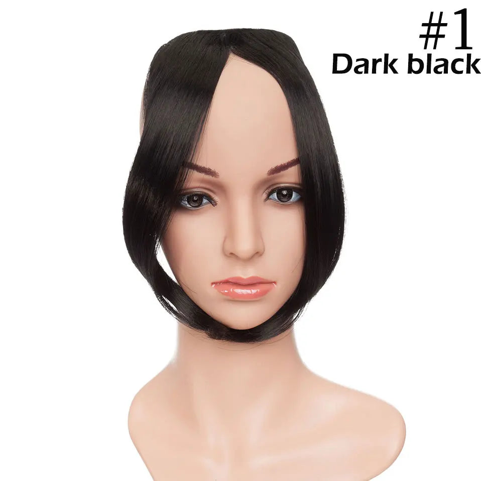 SNOILITE Synthetic Clip In Bangs Hair Extensions Black Brown Blonde Fake Fringe hairpiece 18colors blunt bangs for women