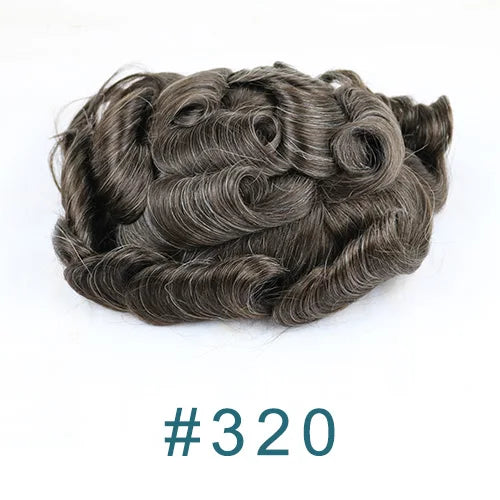 Dark Brown Men Toupee 80% Natural Hairline 0.02mm Invisible Super Thin Skin PU Black Grey Blonde Human Hair Hairpieces Prosthesi