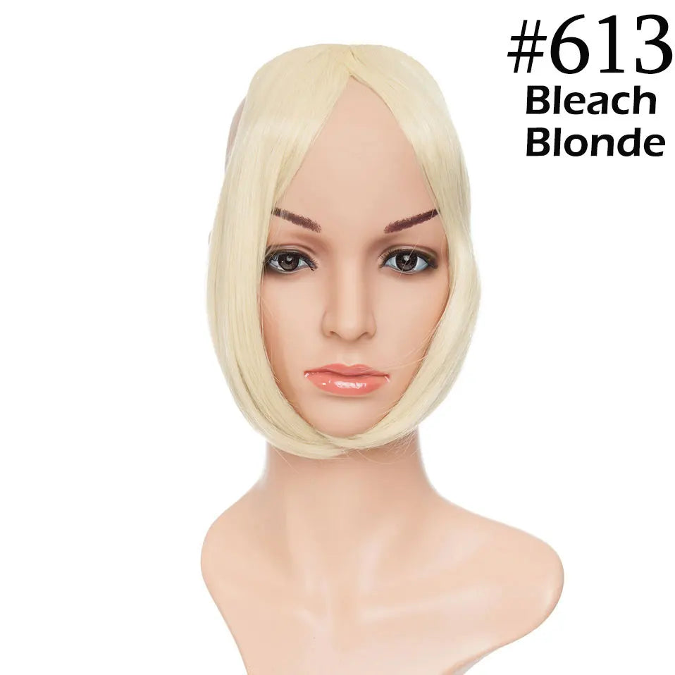 SNOILITE Synthetic Clip In Bangs Hair Extensions Black Brown Blonde Fake Fringe hairpiece 18colors blunt bangs for women