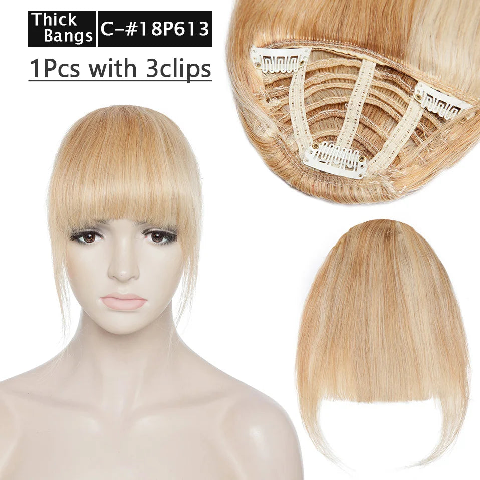 S-noilite Thick Bangs Air Bangs Straight Wig Natural Black Brown Blonde Invisible Fake Hair Piece Clip In Fringe Hair Extensions