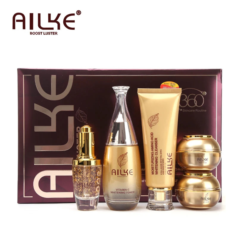 AILKE Collagen Lightening Face Care Set, Moisturizing, Even Skin Tone, Anti-Aging, Wrinkles, For All Skin Types Cosmetics