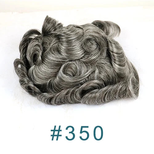 Dark Brown Men Toupee 80% Natural Hairline 0.02mm Invisible Super Thin Skin PU Black Grey Blonde Human Hair Hairpieces Prosthesi