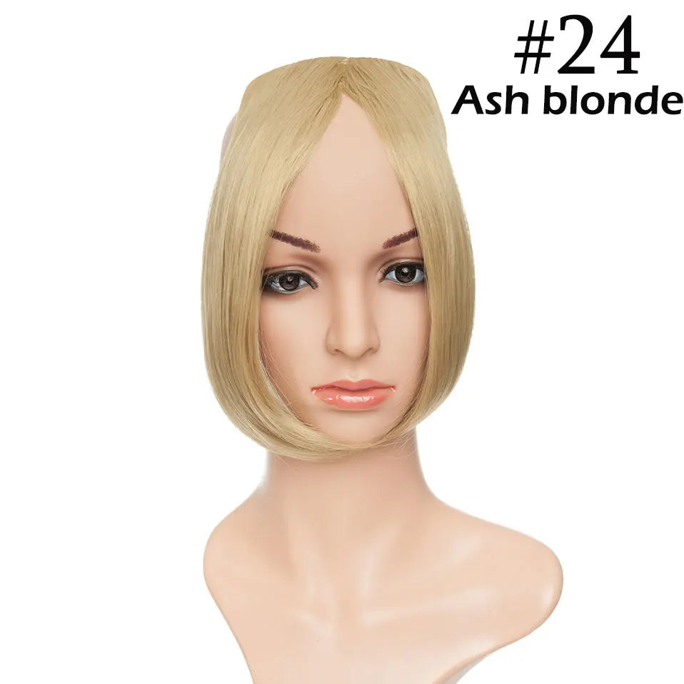 SNOILITE Synthetic Clip In Bangs Hair Extensions Black Brown Blonde Fake Fringe hairpiece 18colors blunt bangs for women