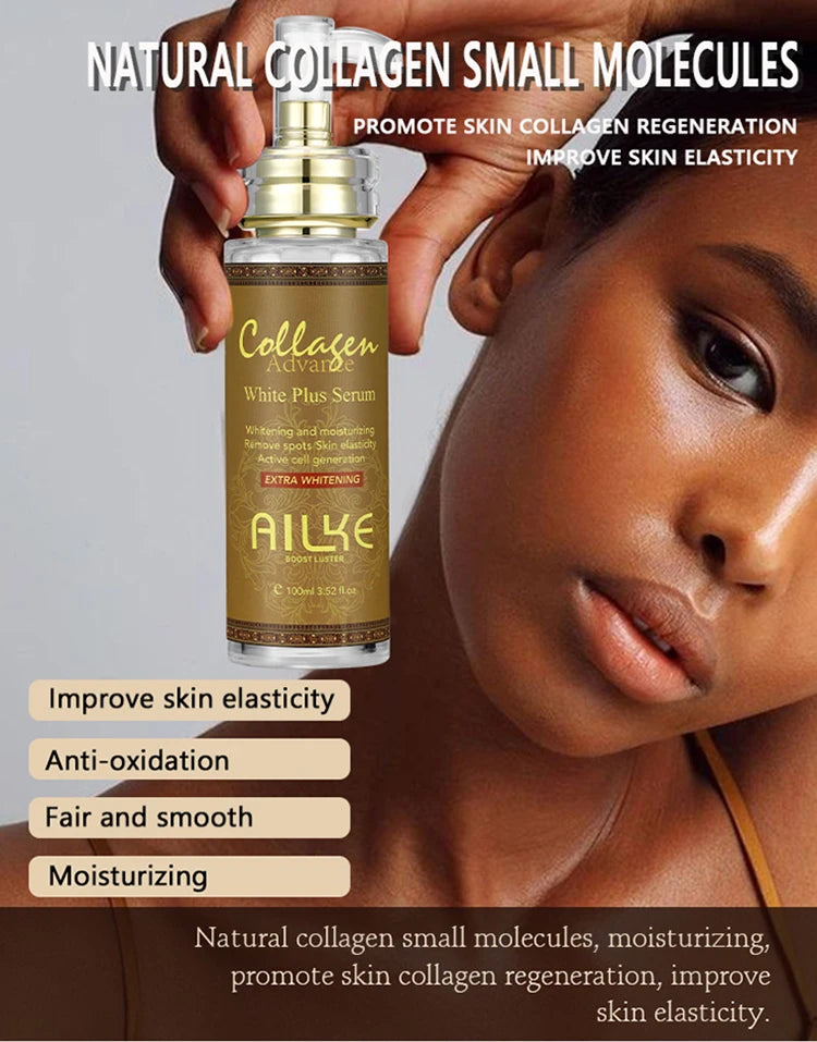 AILKE Skin Whitening Face Serum, Reduce Spots, Moisturizing, Even Skin Tone, With Organic Collagen, Skin Lightening Body Serum