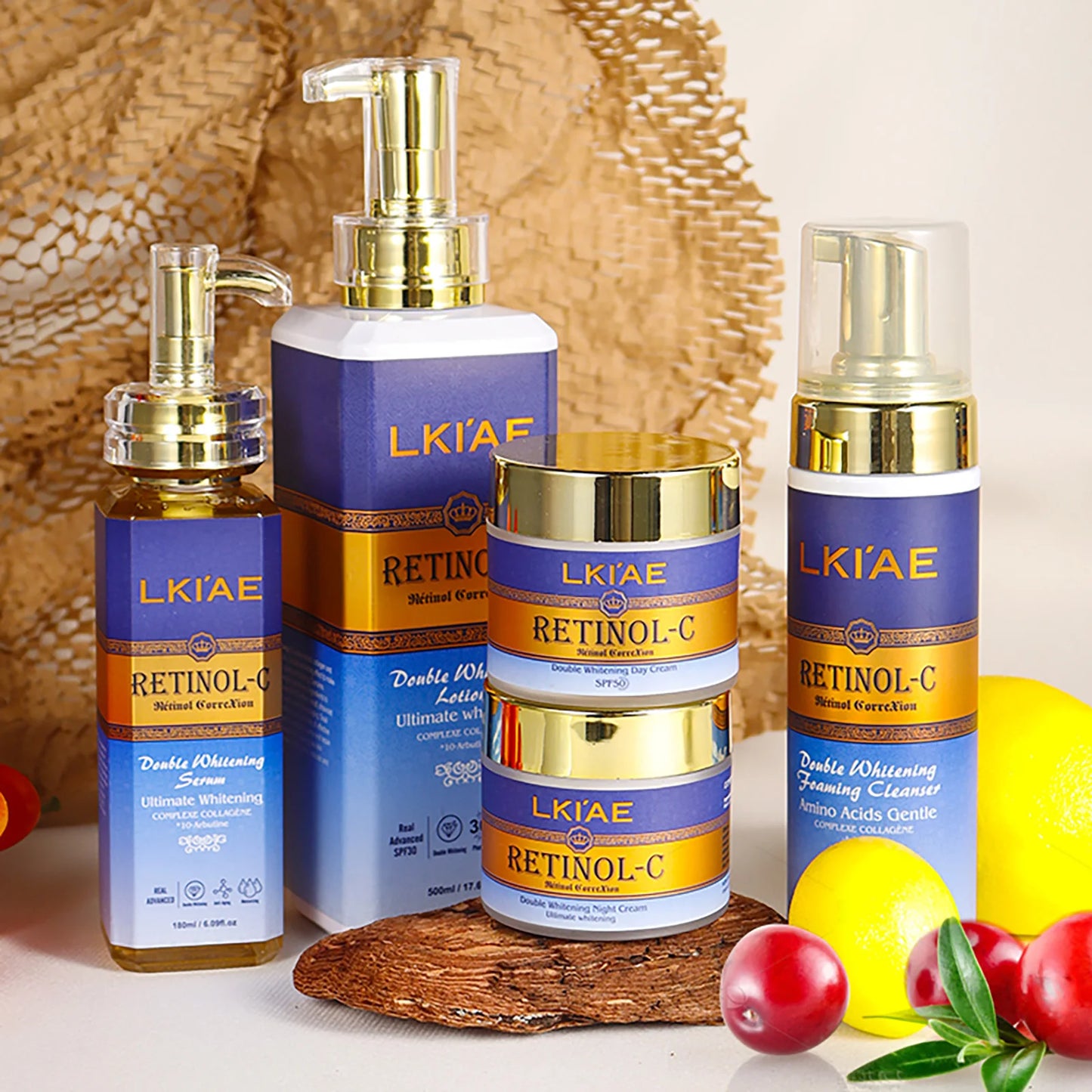 LKIAE Retinol Whitening Skin Care Set, Moisturizing, Reduce Wrinkles, Fine Lines, Dark Spots, With Collagen, Snail Extract