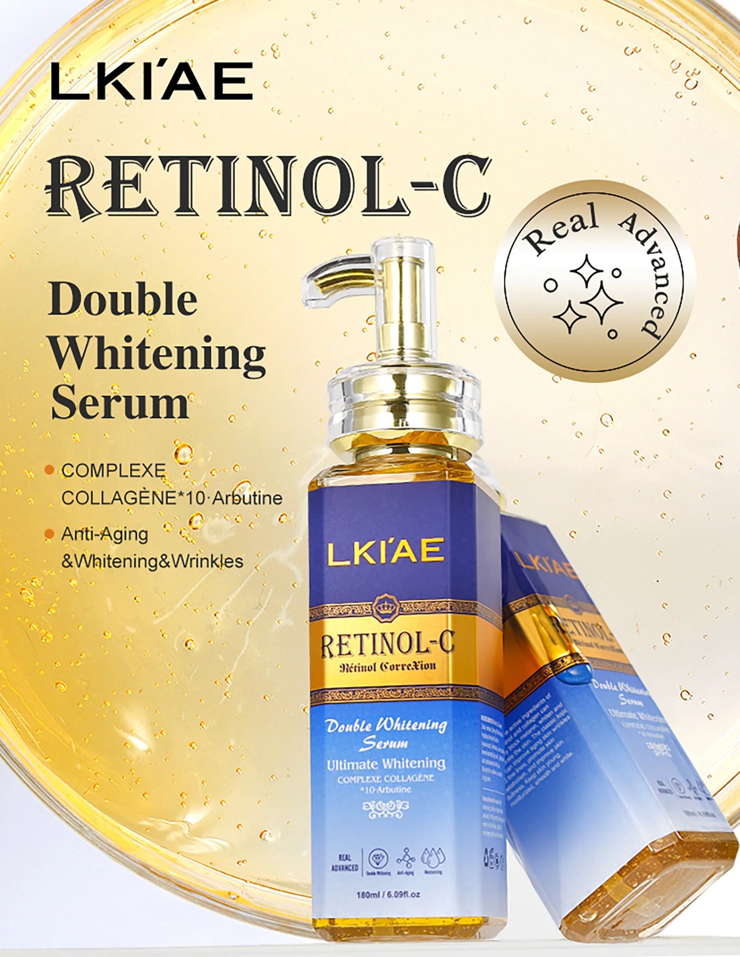 LKIAE Retinol Whitening Skin Care Set, Moisturizing, Reduce Wrinkles, Fine Lines, Dark Spots, With Collagen, Snail Extract