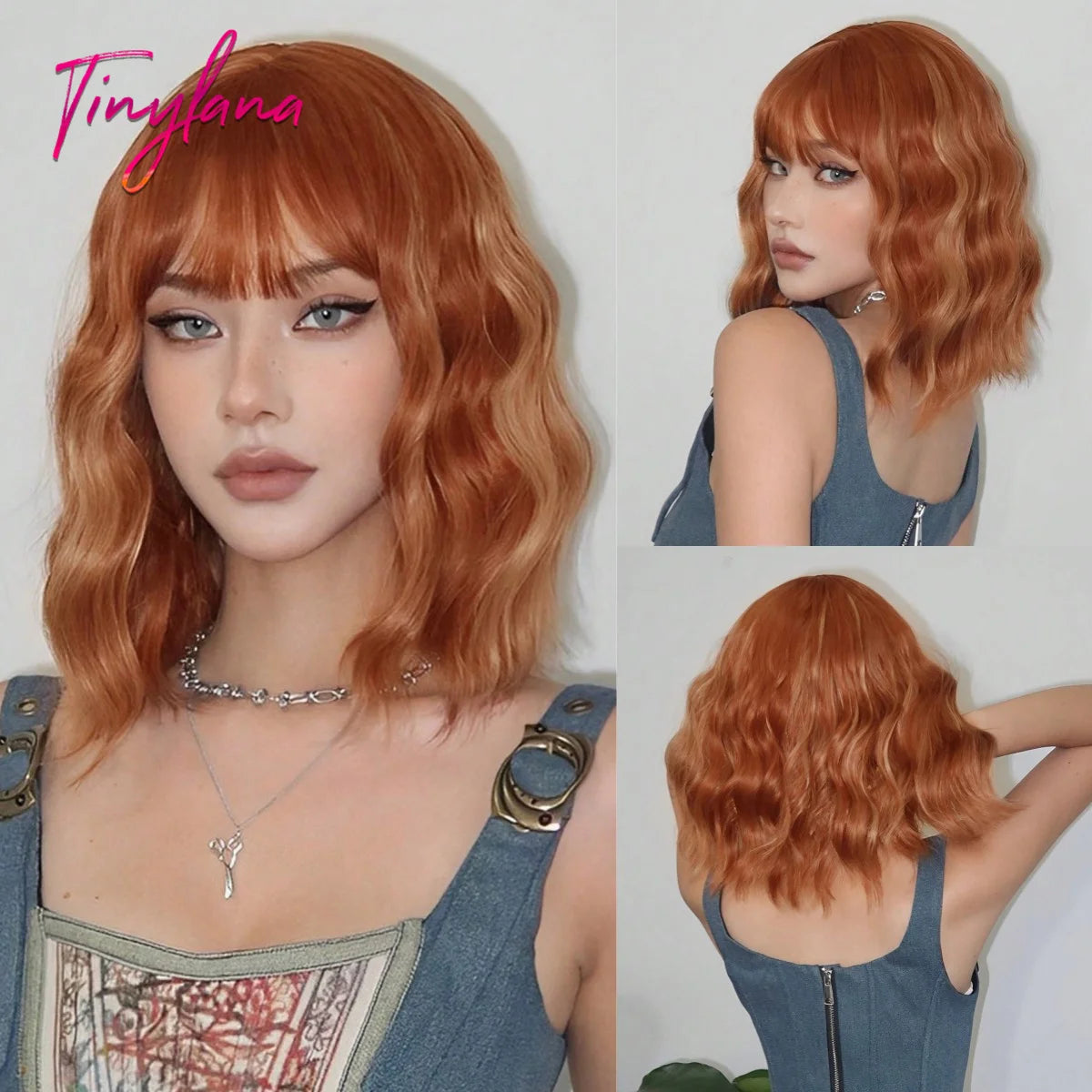 Bob Blue Curly Wavy Wigs with Bangs Short Colorful Cosplay Wigs for Women Afro Halloween DaiIy Natural Heat Resistant Fake Hair