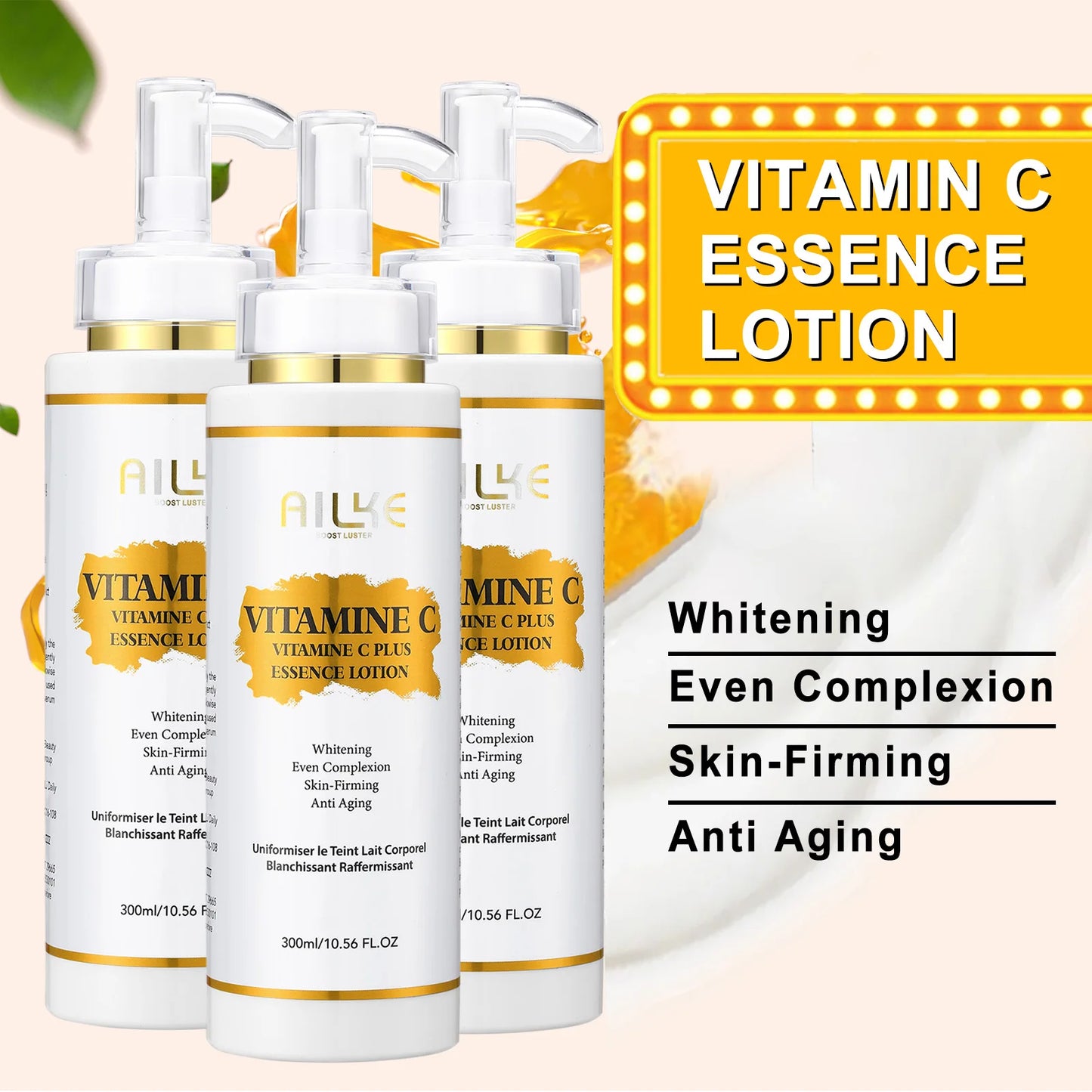 AILKE Whitening Skin Care Kit, With Vitamin C, Brightening, Reduce Dark Spots, Sun Spots, Clean Stains, Elastic & Smooth Skin