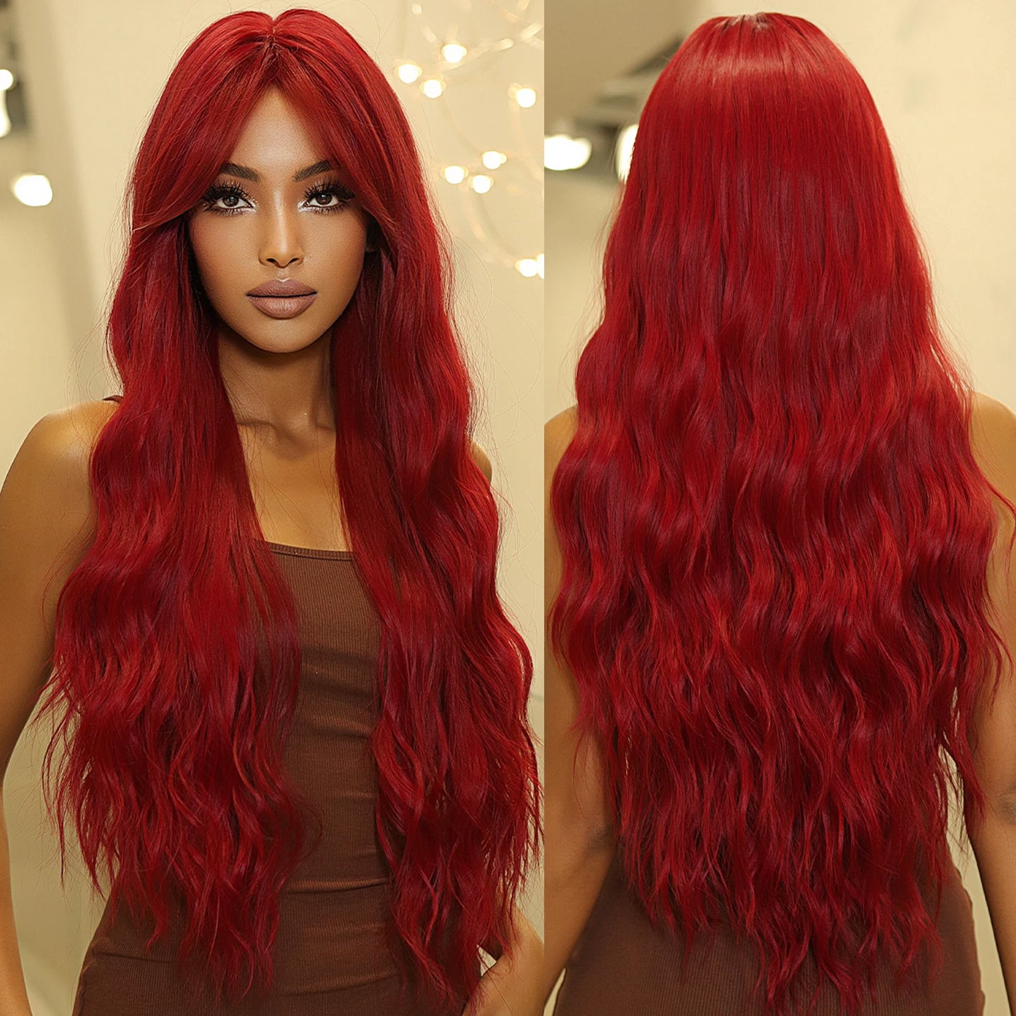 Long Wavy Gray Ash Brown Blonde Ombre Synthetic Wigs with Bangs Cosplay Natural Curly Hair Wig for Women Afro Heat Resistant