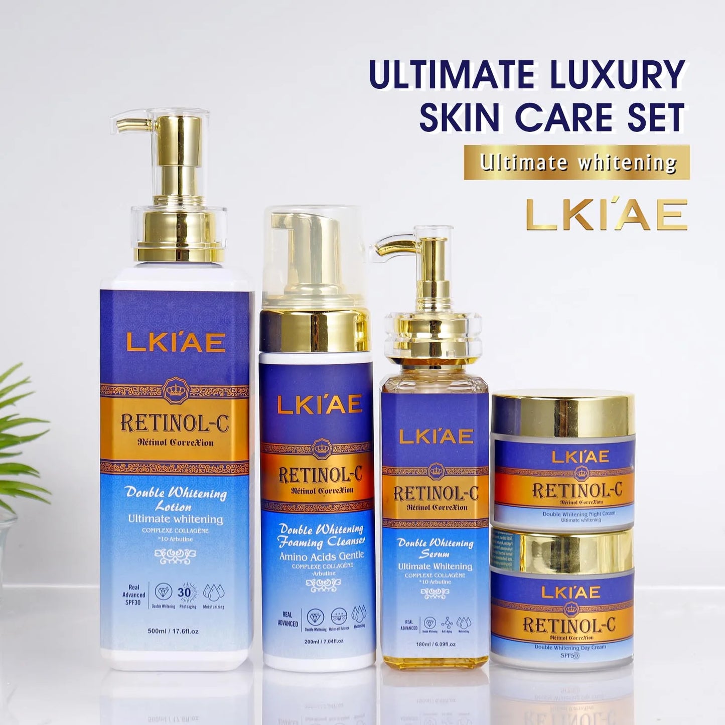 LKIAE Retinol Whitening Skin Care Set, Moisturizing, Reduce Wrinkles, Fine Lines, Dark Spots, With Collagen, Snail Extract
