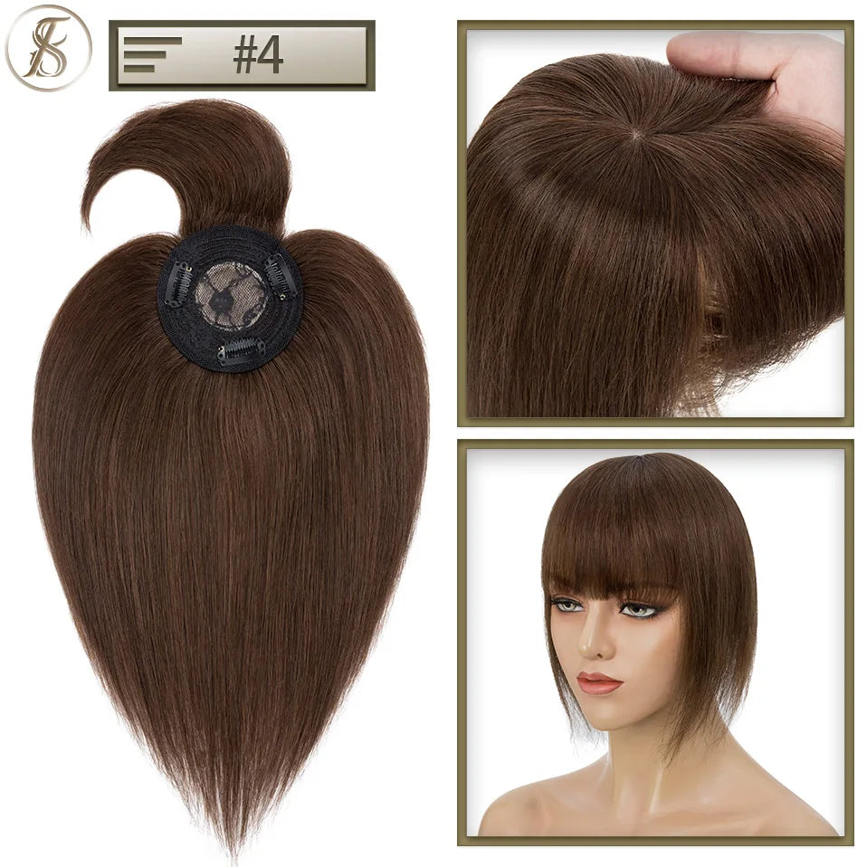 TESS Women Topper 8.5x8.5cm Hair Clips Hair Toppers Natural Hair Wigs 100% Human Hair For Women Hairpiece Clip In Hair Extension