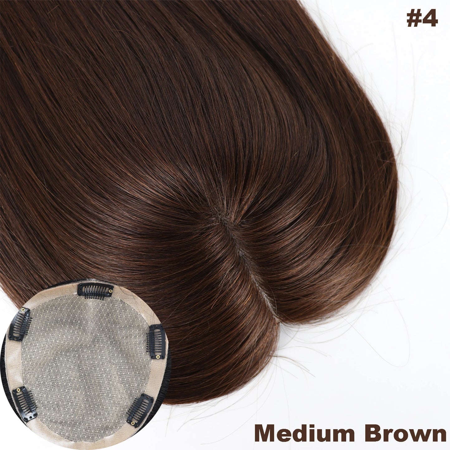 Black Brown Color Topper With Clips 3 Sizes Silk Base Virgin Human Hair Women Toppers Free Part Natural Scalp Top European Hair