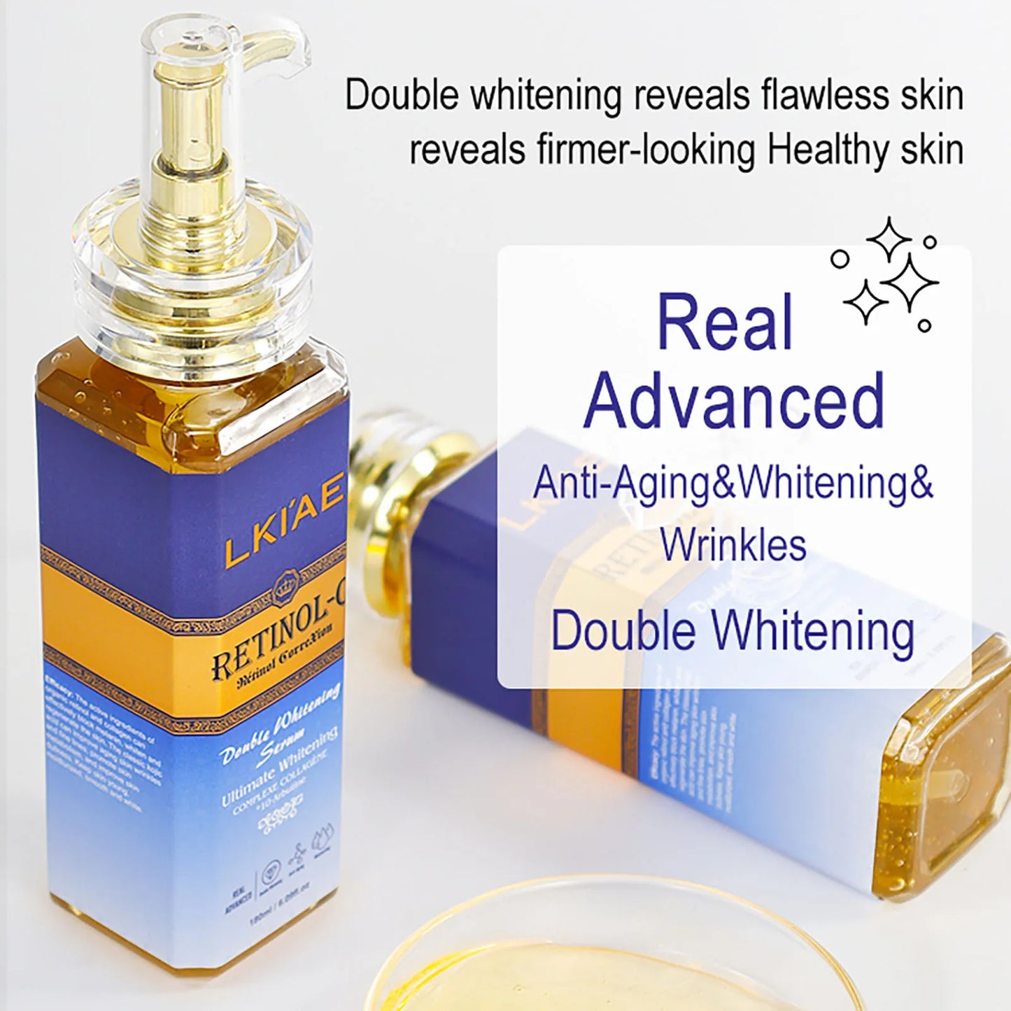 LKIAE Advanced Retinol Whitening Skin Care Set for All Skin Types, Moisturizing, Reduce Wrinkle, Dark Spot, Melanin, Smooth Skin