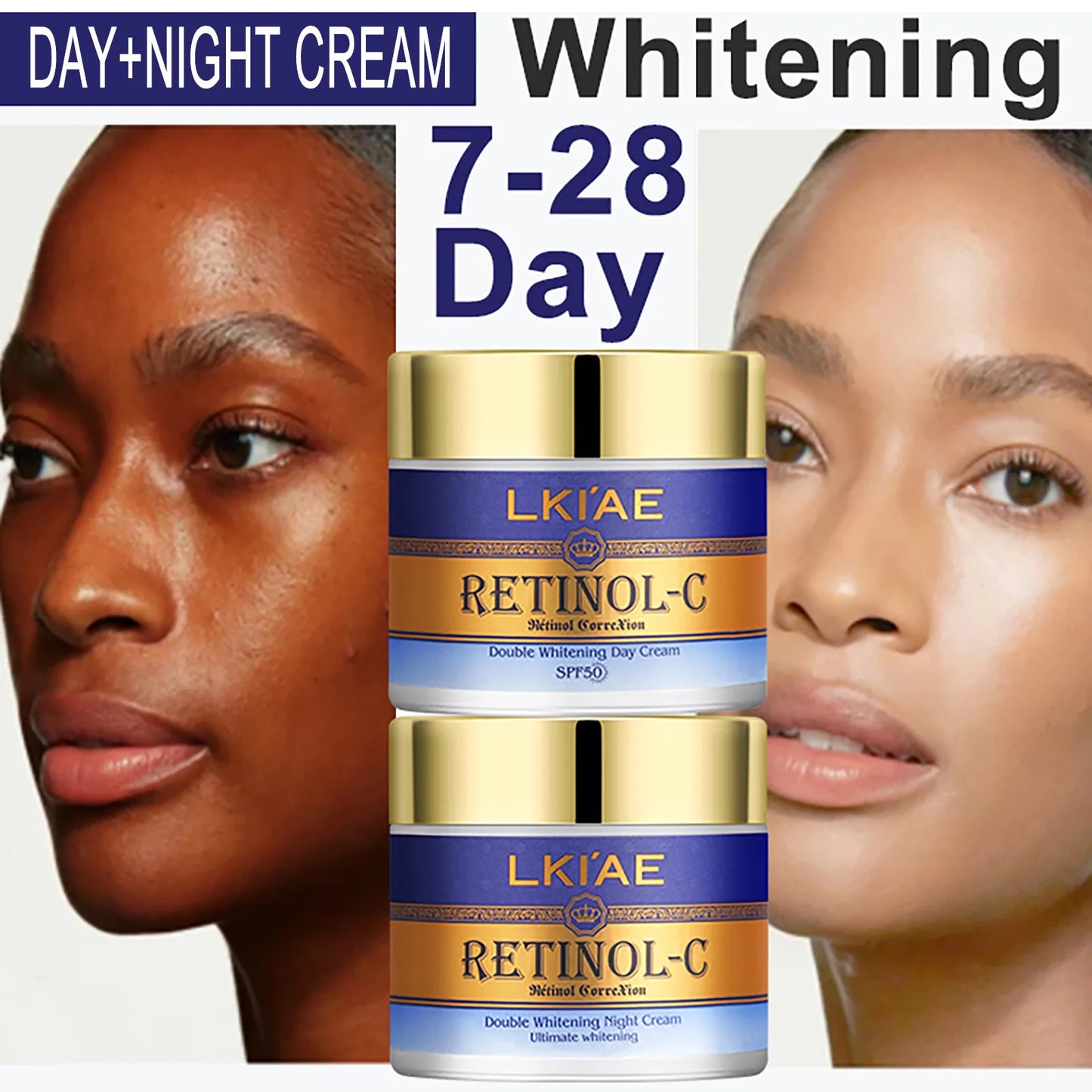 LKIAE Retinol Whitening Skin Care Set, Moisturizing, Reduce Wrinkles, Fine Lines, Dark Spots, With Collagen, Snail Extract