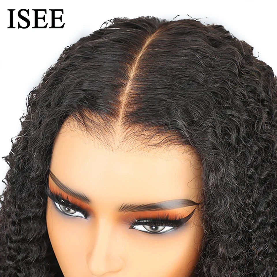 Wear Go Wig ISEE HAIR PreBleached Knots Kinky Curly HD Lace Glueless Human Wigs Ready To Go Pre Cut Lace PrePlucked Hairline Wig