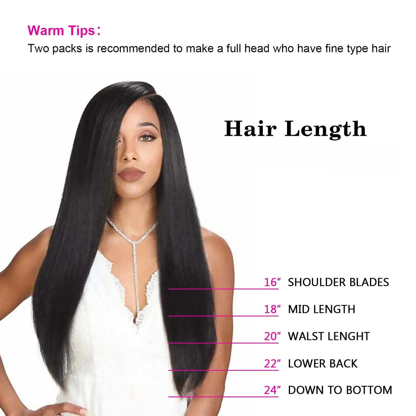 Yaki Straight Clip in 100% Human Hair Extensions Double Weft Straight Clip in Hair Extensions Human Hair 12-26inches for Women