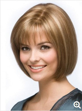 Women's Fashion Wig Natural Brown Short Bob Hair Wig with Side Bangs Daily Party Wigs for Women Female Heat Resistant Fake Hair