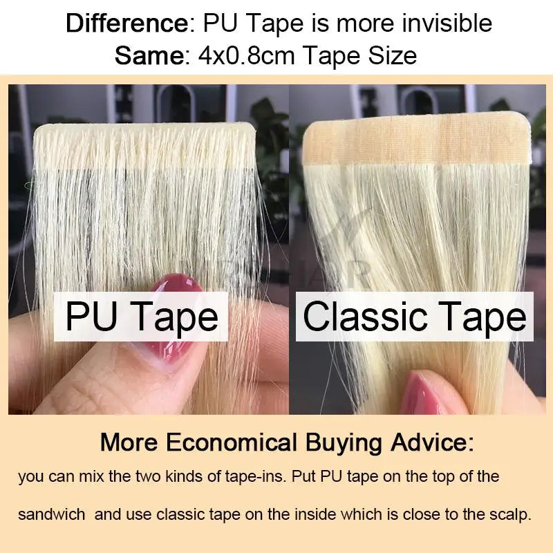 Invisible Tape in Hair Extensions Human Hair Injection Tape in Extensions PU Weft Tape On Hairs 10pcs/pack