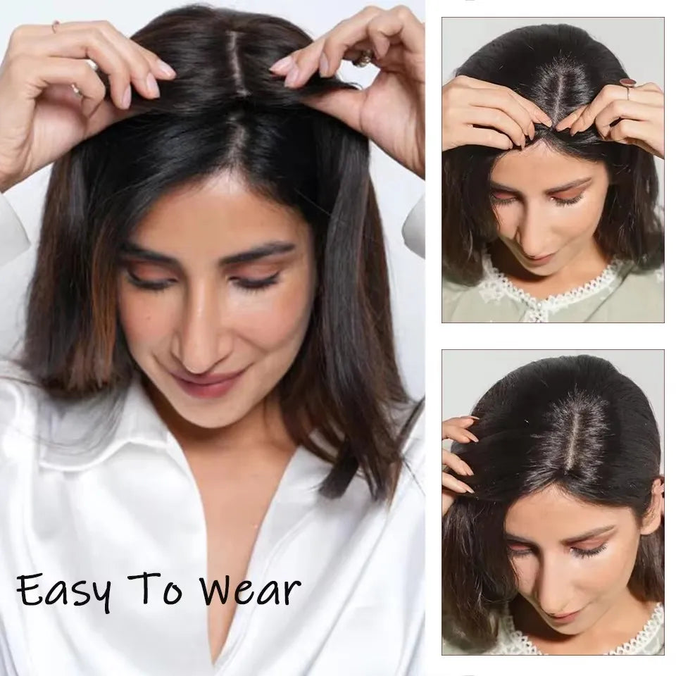 Black Brown Color Topper With Clips 3 Sizes Silk Base Virgin Human Hair Women Toppers Free Part Natural Scalp Top European Hair