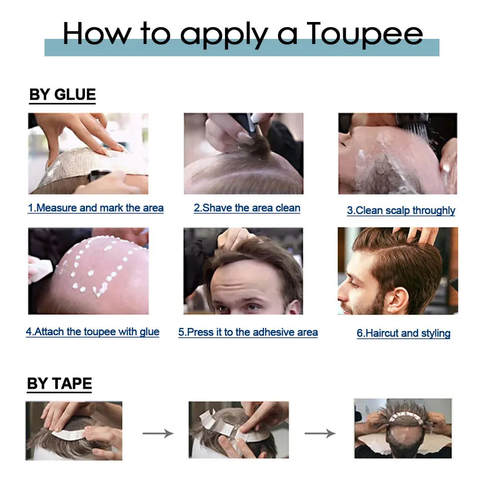 Man Hair Prosthesis French Lace Skin Hair System For Men Microskin Men's Capillary Prosthesis Indian Human Hair Toupee Mens Wig