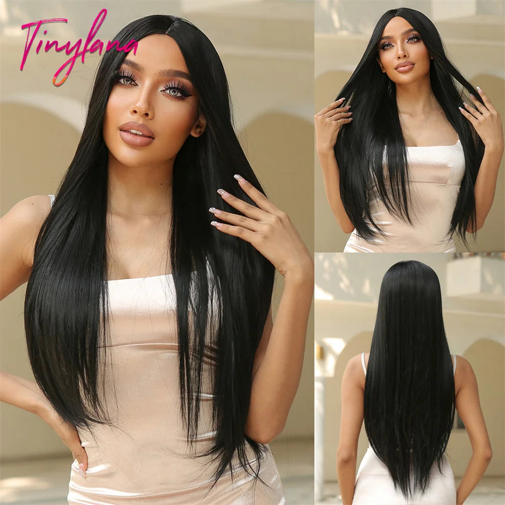 Light Pink Cosplay Long Straight Synthetic Wigs with Bangs Halloween Lolita Colorful Wig for Women Afro Natural Heat Resistant