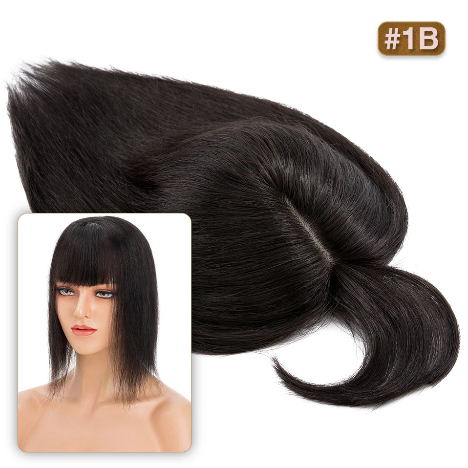 S-noilite Hair Toppers 10x12cm Women Topper 3.5x9cm Silk Base Natural Hair Wig 100% Human Hair For Women Hairpiece With Bangs