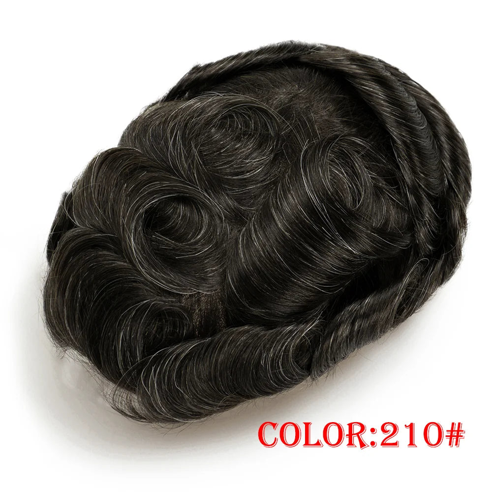 Men Wig Toupee For Men Natural Hairline Indian Human Hair Men's Capillary Prothesis Hair Wig Male 0.1mm Thin Skin Hair Wig