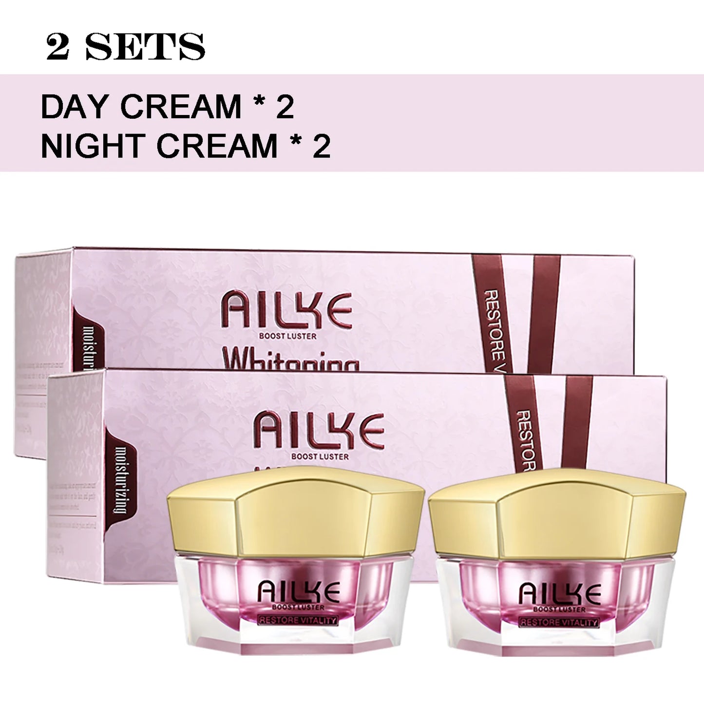 AILKE Lightening Anti-Wrinkle Face Cream With Collagen, Hyaluronic Acid, Whitening Skin Care Women Facial Moisturizer Set