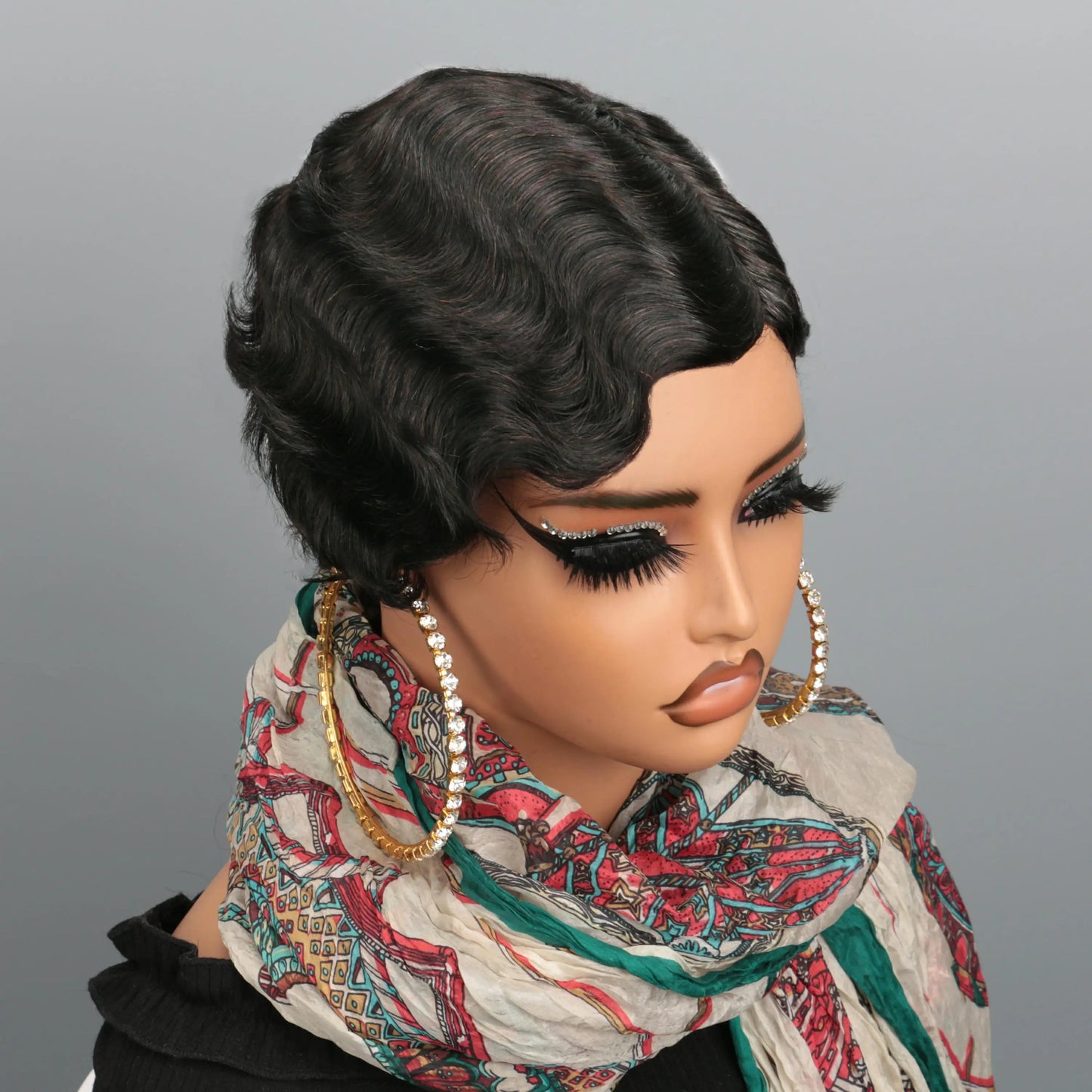 Short Pixie Cut Wigs For Black Women Finger Ocean Wave Human Hair Wigs With Bangs Short Layered Pixie Wigs Full Machine Made Wig