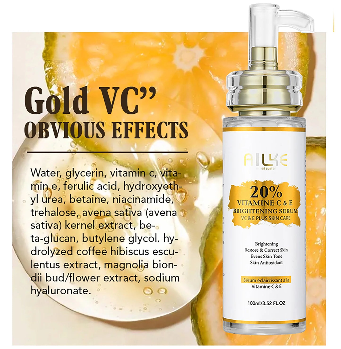 AILKE Brightening Body Cream, with Vitamin C, Hyaluronic Acid, Clean Skin, Even Skin Tone, Smooth, Skin Glowing Range for Women