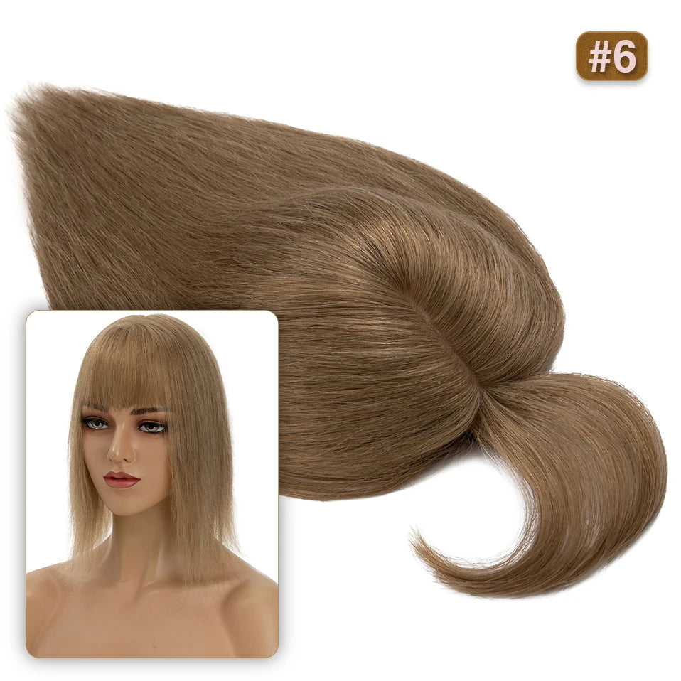S-noilite Hair Toppers 10x12cm Women Topper 3.5x9cm Silk Base Natural Hair Wig 100% Human Hair For Women Hairpiece With Bangs