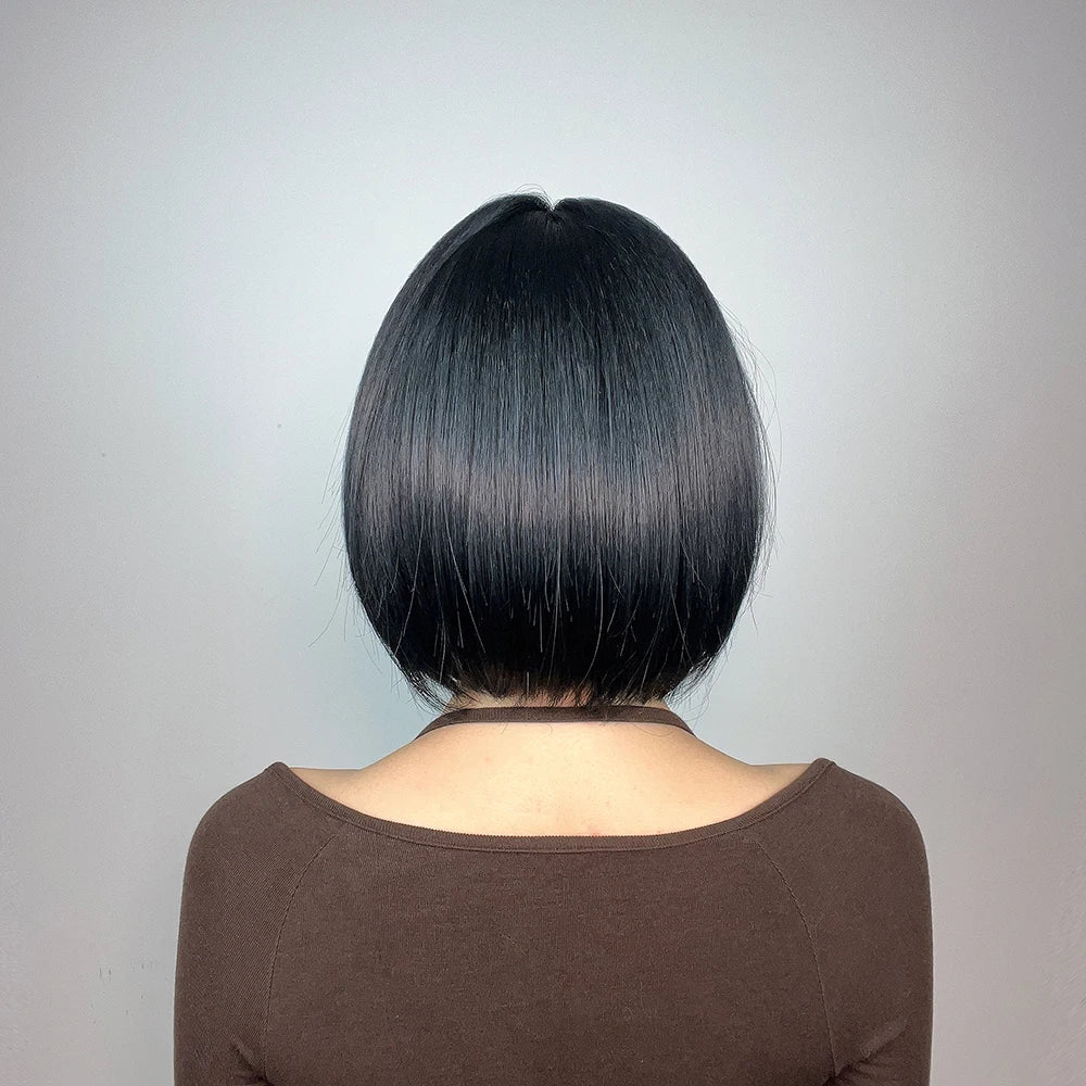 Short Straight Synthetic Wigs Black Mixed Ginger Orange Wigs for Women Natural Hair With Bangs Heat Resistant Daily Cosplay Wigs