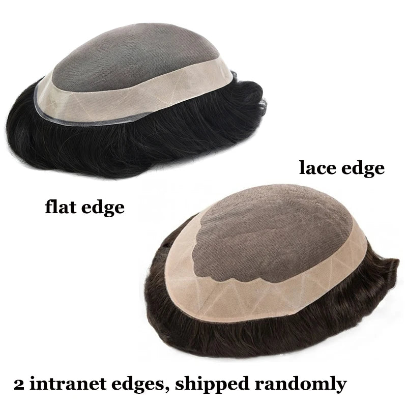 Curly Men's Wig Mono Npu Indian Human Hair Toupee For Men Durable Capillary Prosthesis Natural Black Wigs Man 6inch Hairpieces