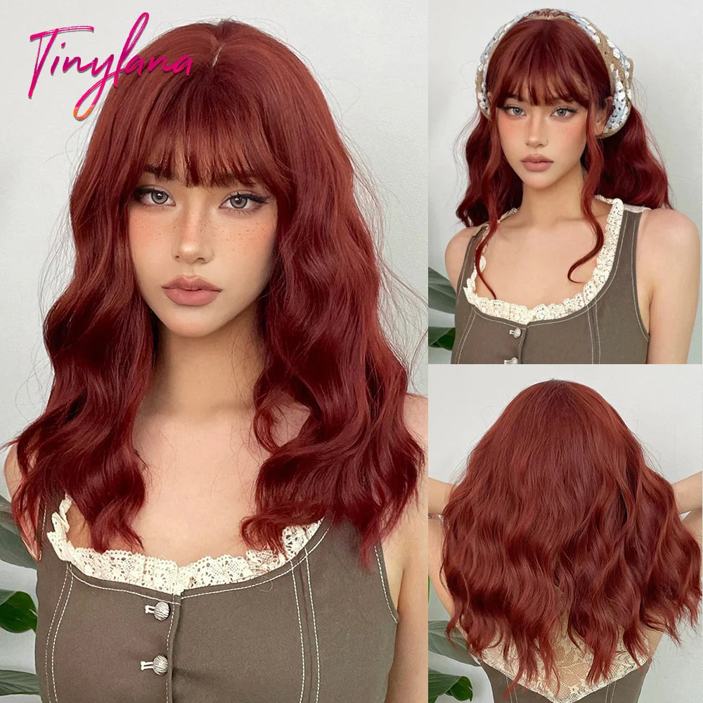 Bob Blue Curly Wavy Wigs with Bangs Short Colorful Cosplay Wigs for Women Afro Halloween DaiIy Natural Heat Resistant Fake Hair