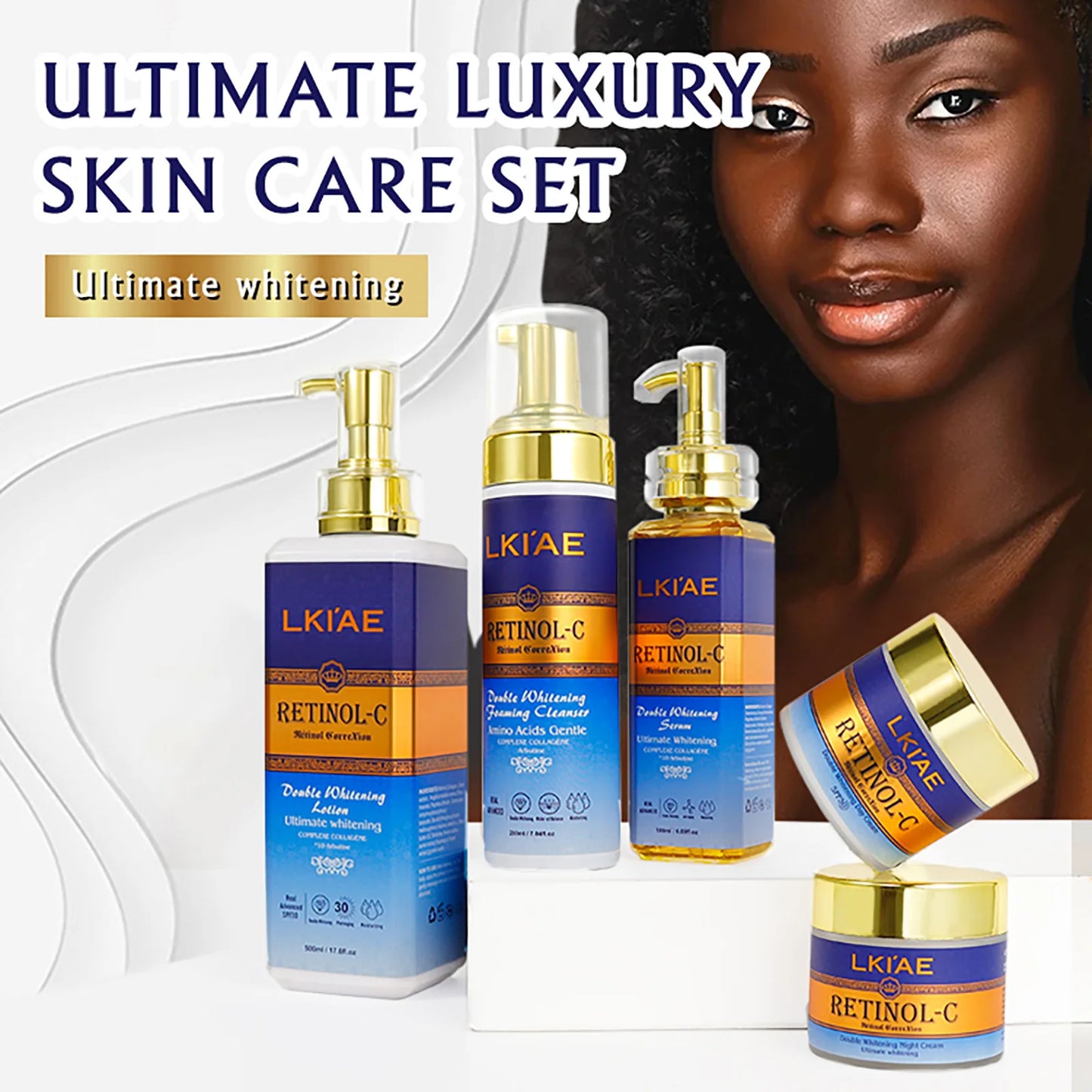 LKIAE Advanced Retinol Whitening Skin Care Set for All Skin Types, Moisturizing, Reduce Wrinkle, Dark Spot, Melanin, Smooth Skin