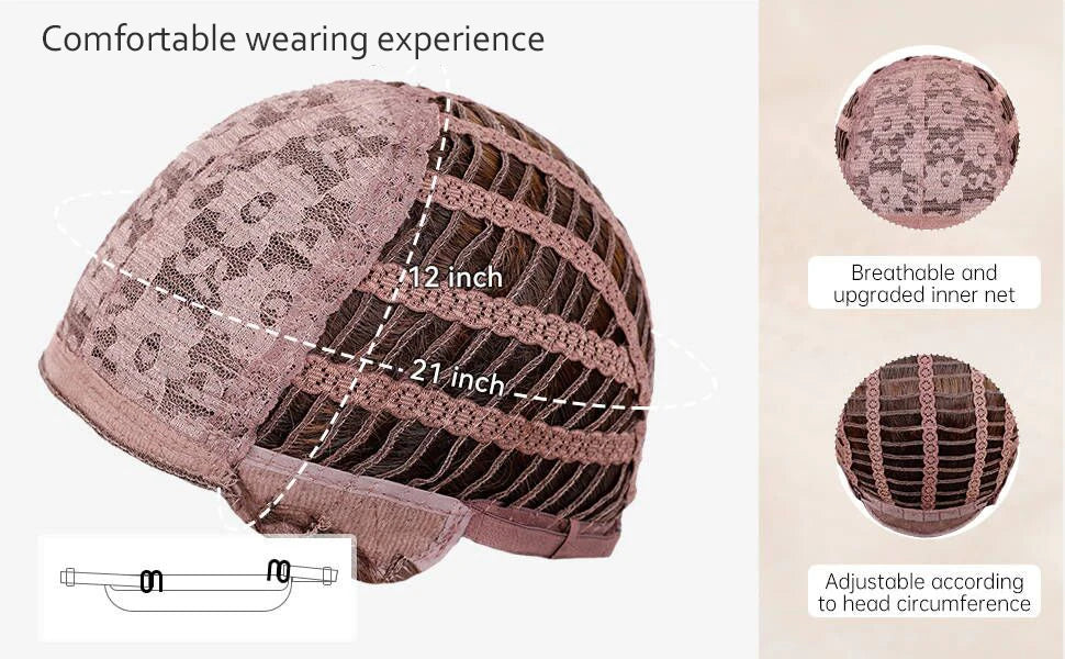 ALAN EATON Ombre Blonde Brown Wave Synthetic Wig Long Natural Looking Hair Wigs with Bangs for Women Daily Heat Resistant Fiber