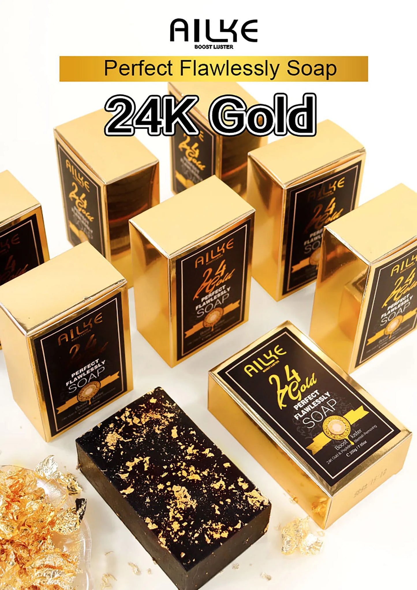 AILKE 24K Gold Perfect Flawlessly Lightening Skin Care Kit, Moisturizing, Smooth Skin, Even Skin Tone, Reduce Wrinkles