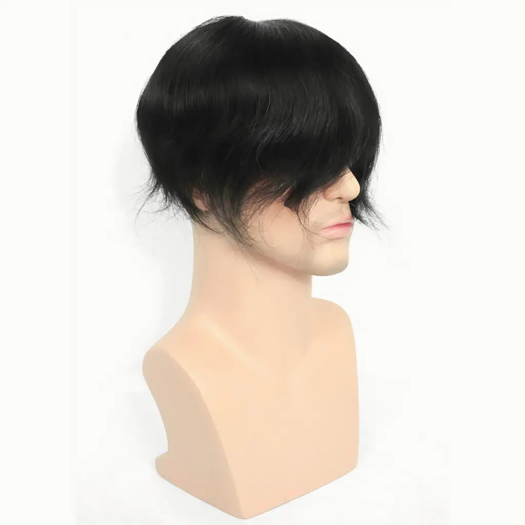 N.L.W Toupee for Men Fine Mono Men Toupee Human Hair Replacement System Hair prosthesis Hair wigs Natural Black Hair Units