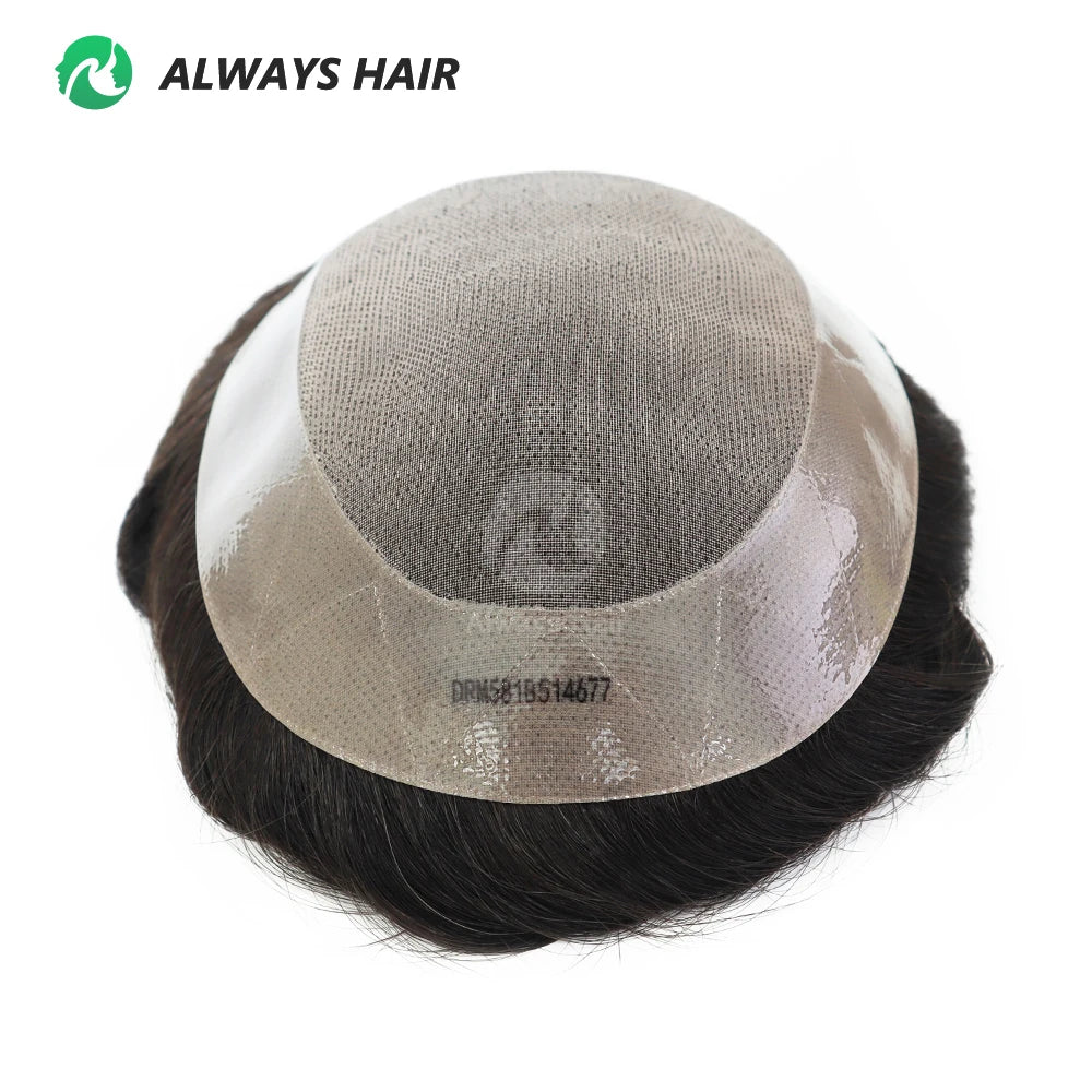 High Quality Man Toupee 1/8 Folded French Lace Durable Fine Mono Men's Capillary Prosthesis Hair Multiple Size Wig Man Free Ship