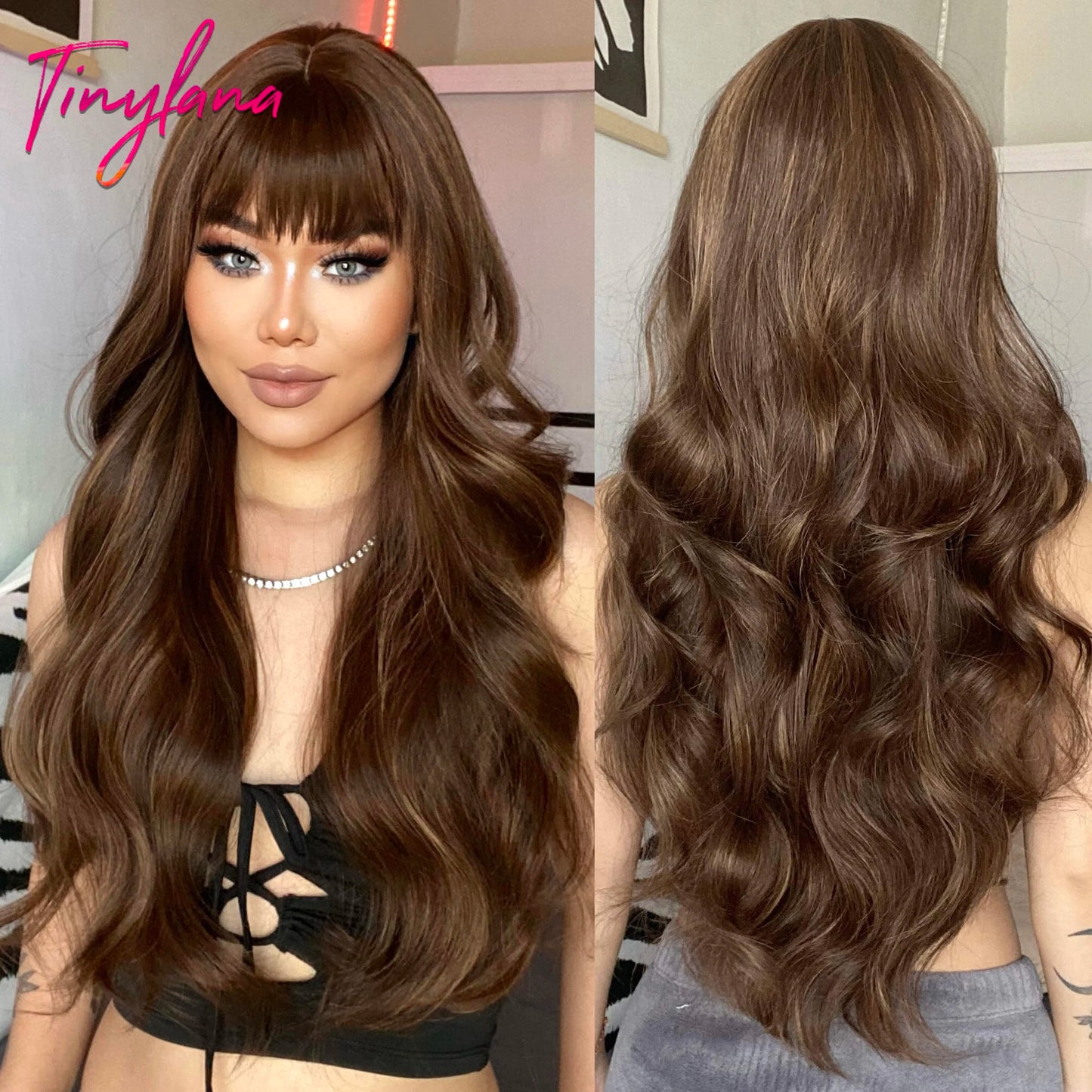 Long Curly White Platinum Synthetic Wigs with Bangs for Women Afro Cosplay Lolita Wavy Wig Natural Hair Heat Reisitant Daily Use